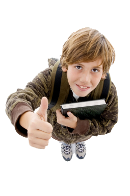 smiling boy with thumbs up