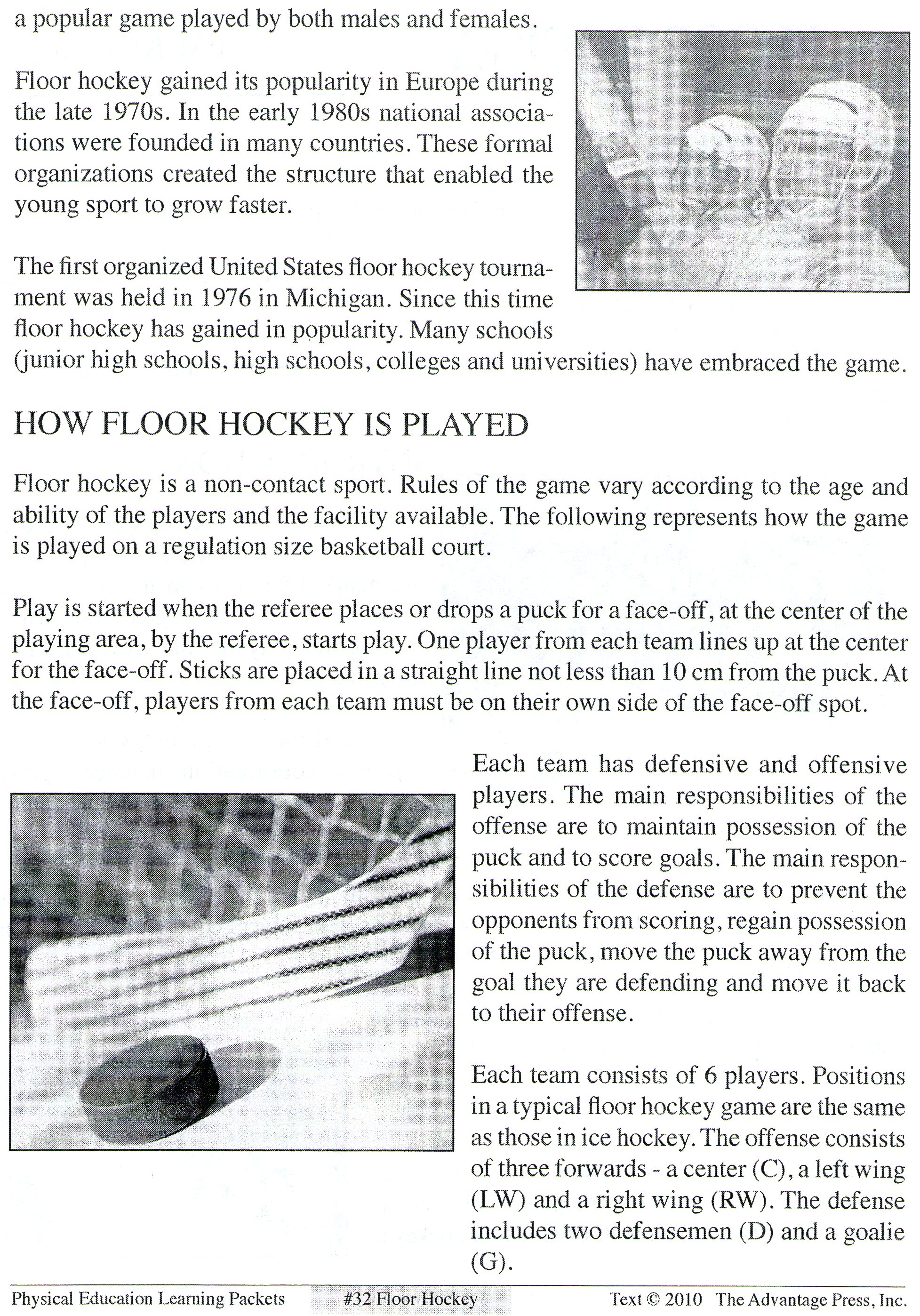 Floor Hockey Handout Powered By Oncourse Systems For Education