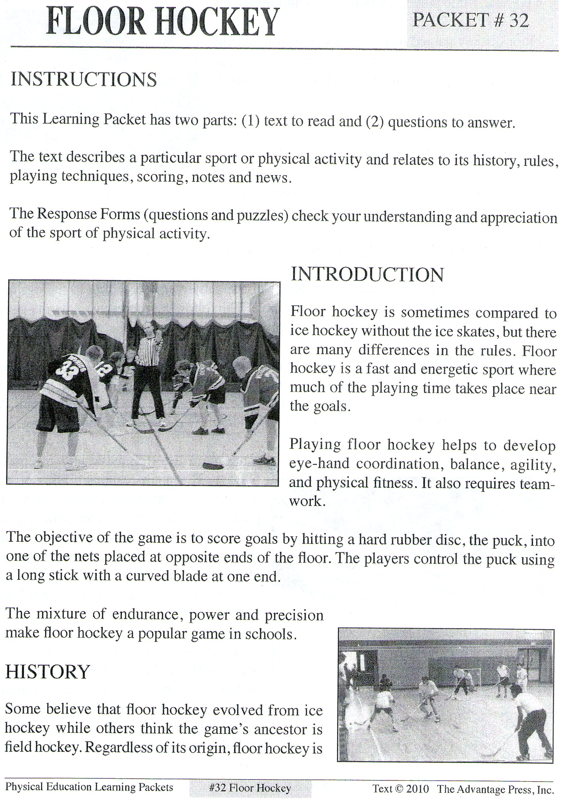 Floor Hockey Handout Powered By Oncourse Systems For Education