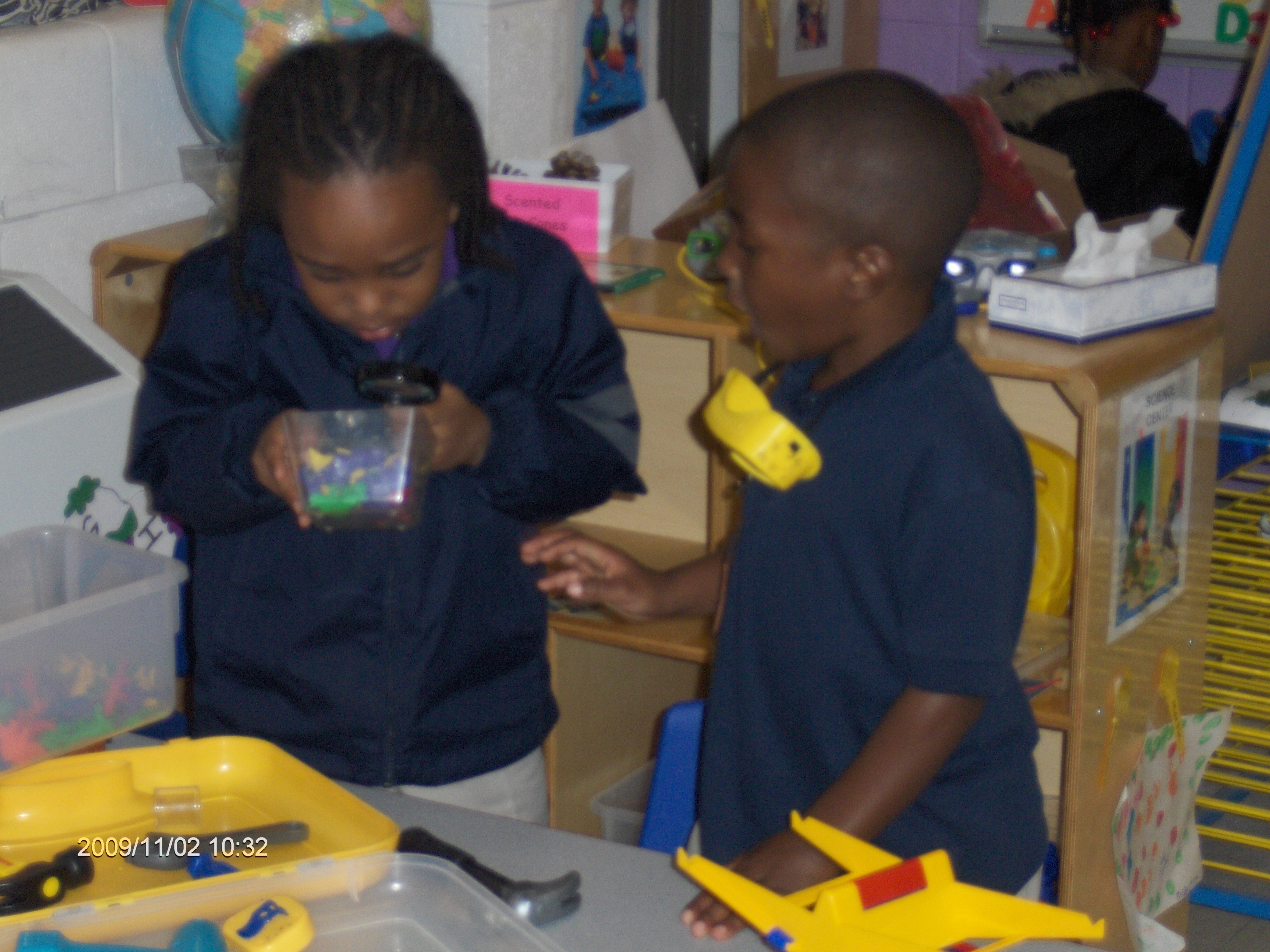 Amonie and Martin exploring in the Science Center